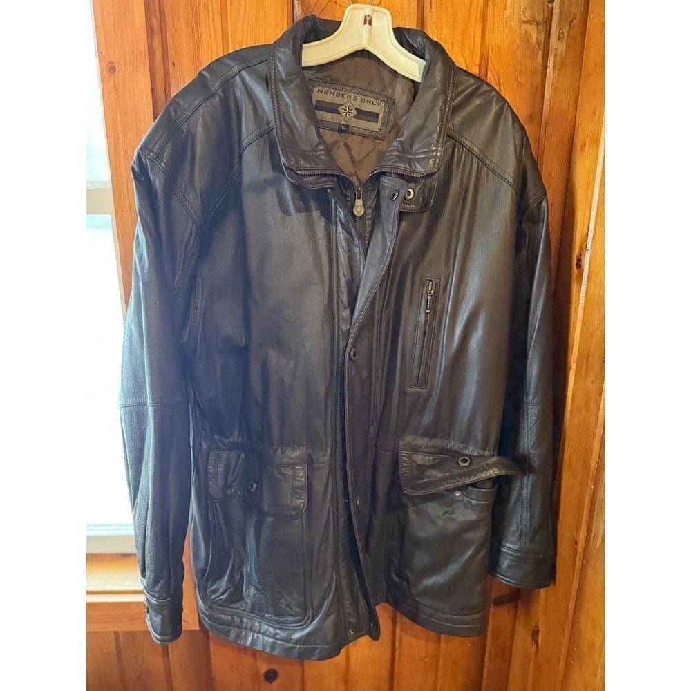 Vintage Members Only Leather Coat Size Large‎